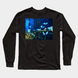Blue Butterfly Garden Long Sleeve T-Shirt